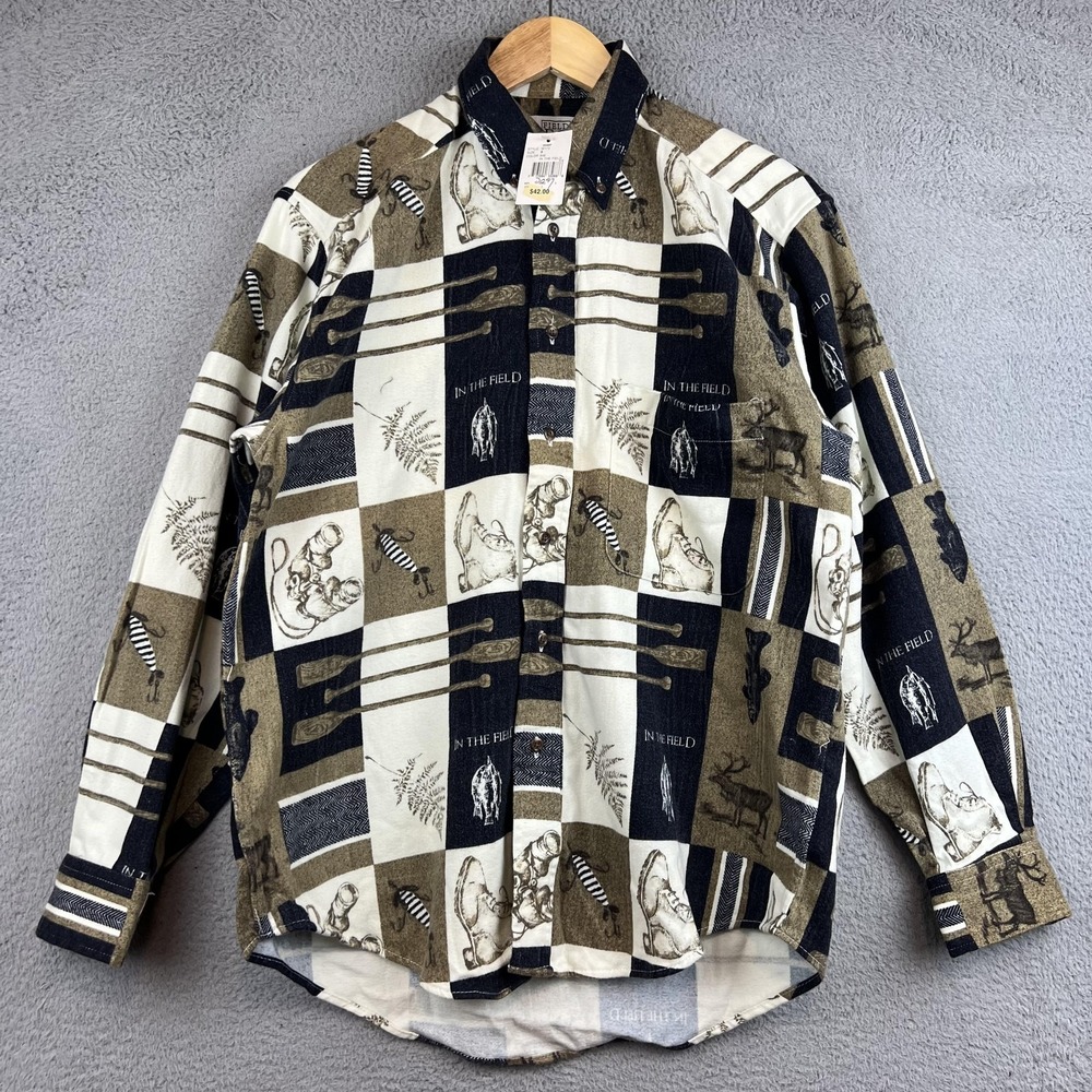 Field Gear Shirt Mens Small Brown Multi In The Field Flannel Long Sleeve Hunting